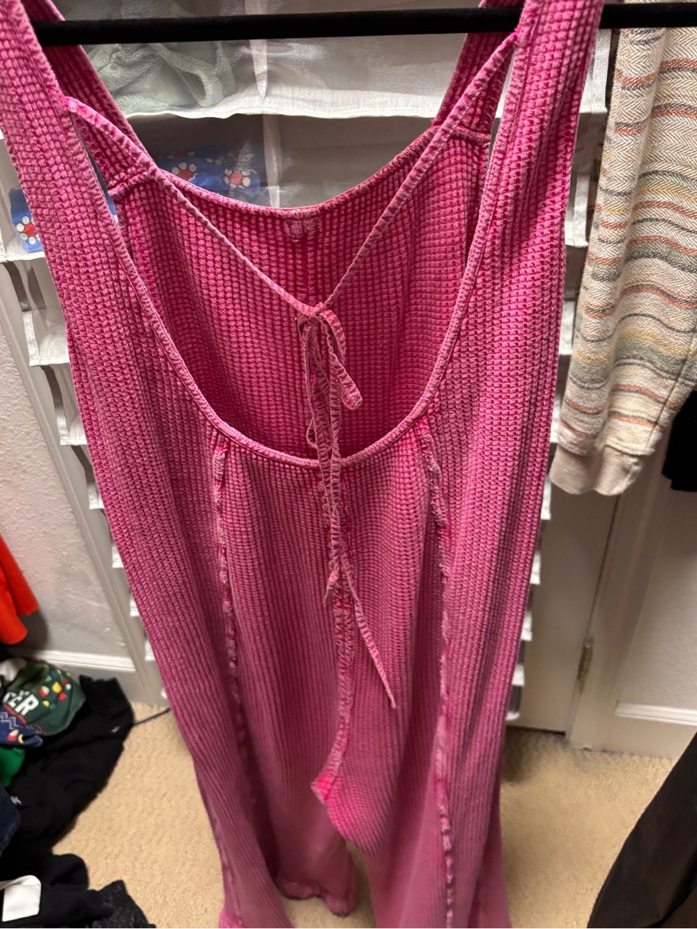 Free people Hot Pink Textured waffle Sleeveless Jumpsuit - Picture 4 of 5